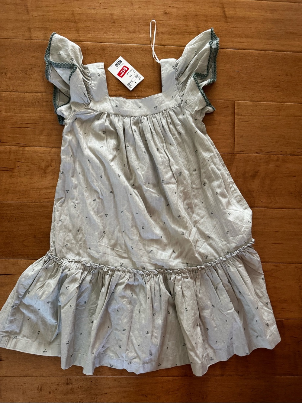 H&M Light Blue Floral Ruffle Sleeve Dress